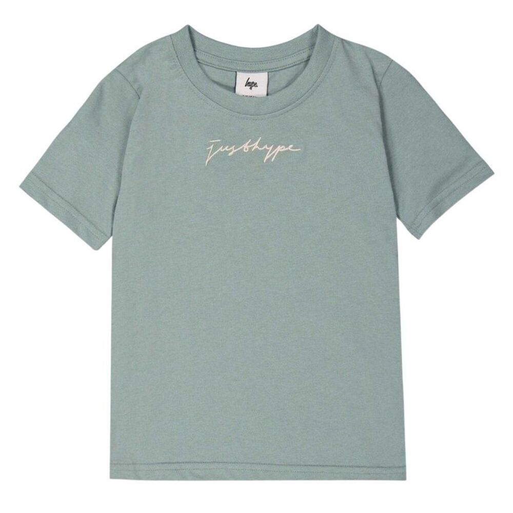 Hype Childrens/Kids Script Crew Neck Regular T-Shirt / Moss